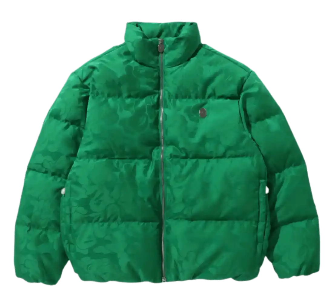 BAPE Tonal Solid Camo Puffer Down Jacket - Green