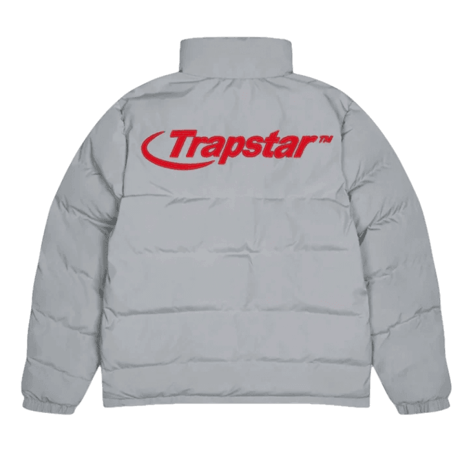 Trapstar Hyperdrive Puffer Jacket - Light Grey/Red