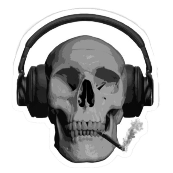 Skull Smoking Headphone Sticker