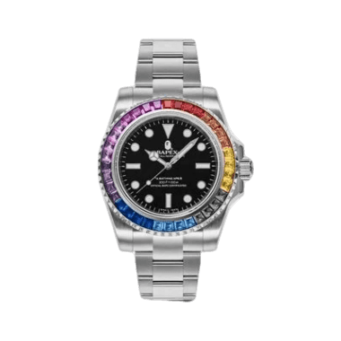 BAPE Type 4 BAPEX Crystal Stone Watch - Silver