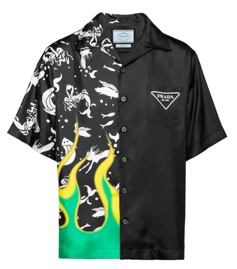 Prada Double Match Silk Twill Shirt - Black
