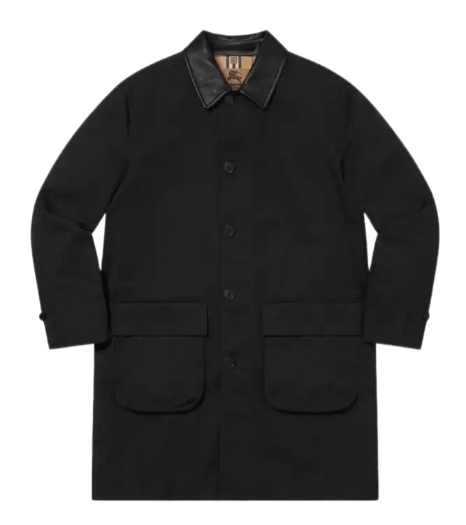 Supreme Burberry Leather Collar Trench - Black