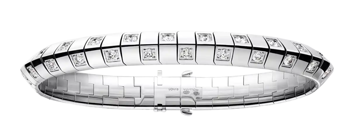 Le Damier de Louis Vuitton Large Bracelet, White Gold and Diamonds