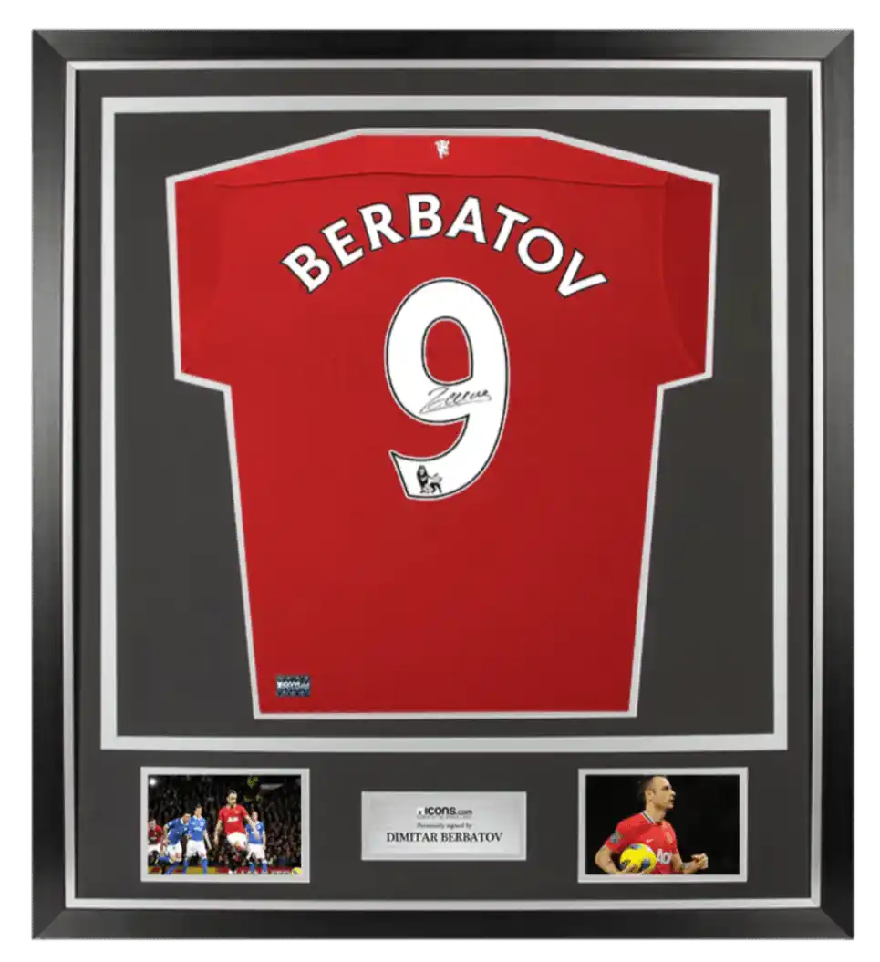 Dimitar Berbatov Back Autographed Manchester United 2011-12 Home Jersey In Classic Frame