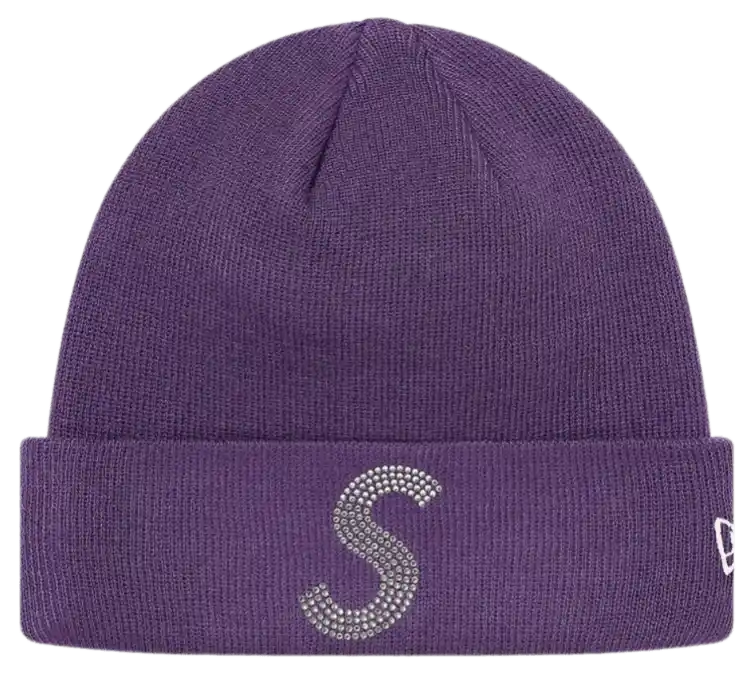 Supreme New Era Swarovski S Logo Beanie - Purple