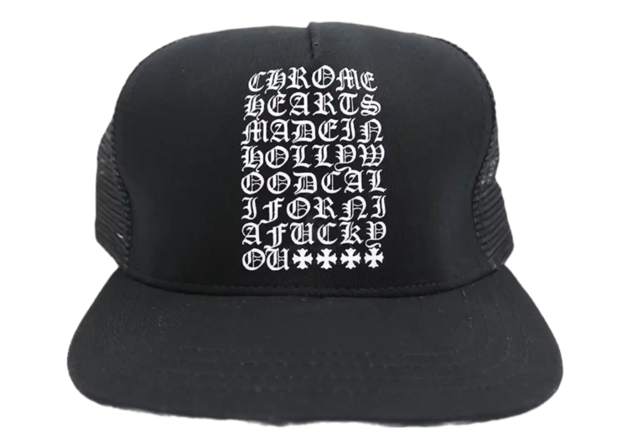 Chrome Hearts Eye Chart Made in Hollywood Trucker Hat - Black