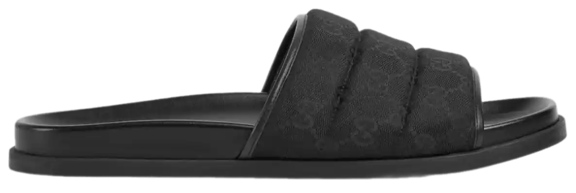 Gucci Padded GG Canvas Slide - Black