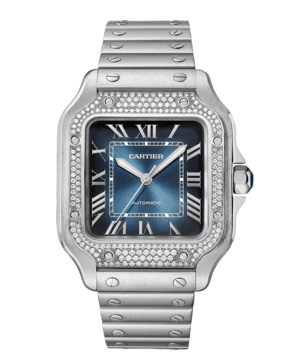 Cartier Santos Blue Dial - 35mm, Steel, Diamond Dial (2023)