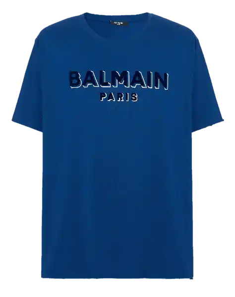 Balmain Metallic Flocked T-shirt - Navy