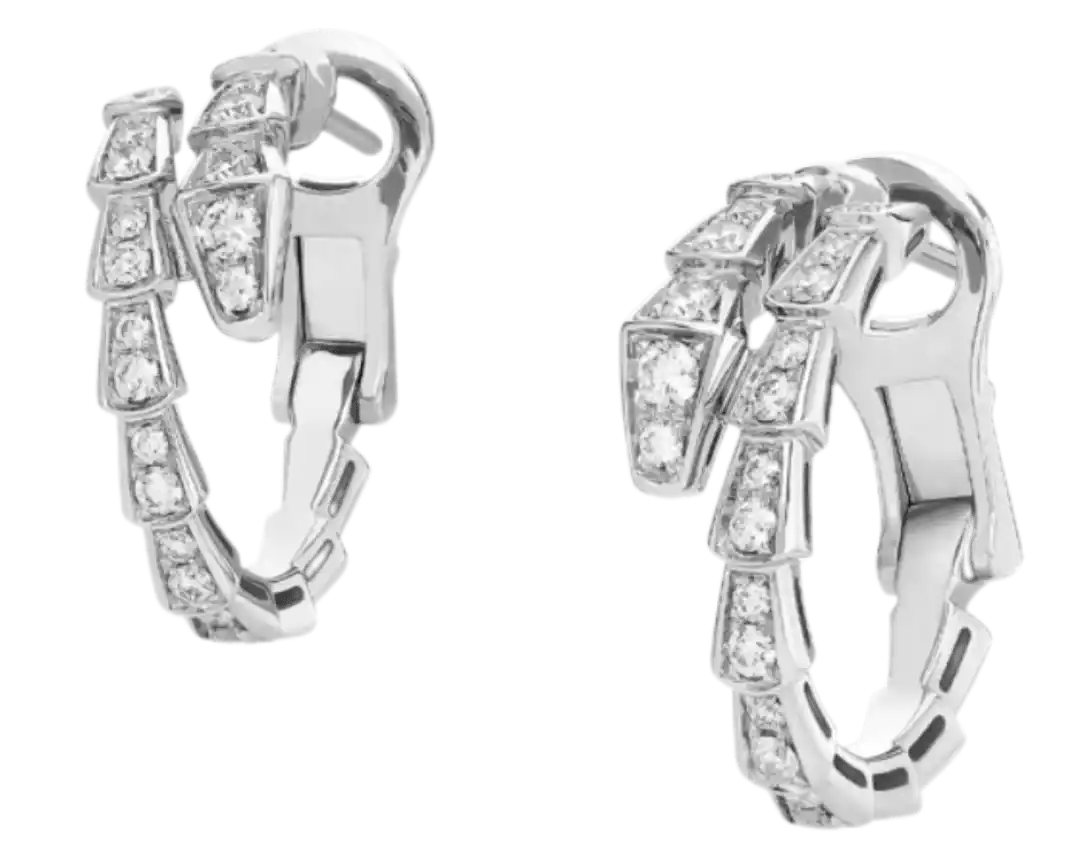 Bvlgari Serpenti Viper With Full Pavé Diamonds Earrings - White Gold