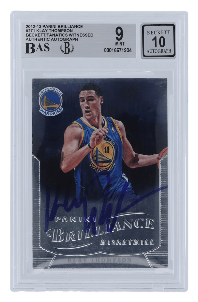 Klay Thompson Golden State Warriors Autographed 2012-13 Panini Brilliance #271 Beckett Fanatics Witnessed Authenticated 9/10 Rookie Card