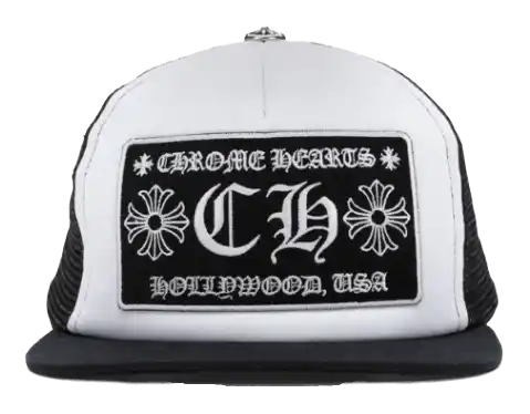 Chrome Hearts CH Hollywood Trucker Hat - Black/White