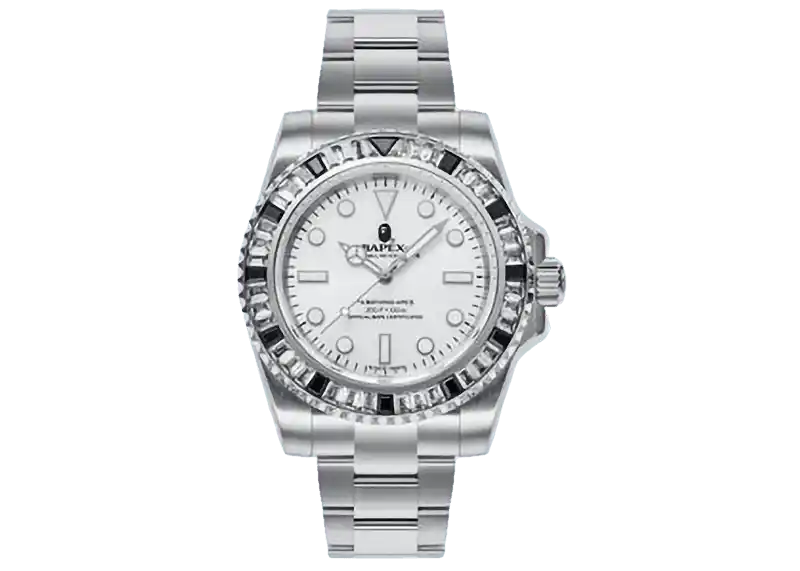 BAPE Type 1 Bapex Crystal Stone Watch - Silver