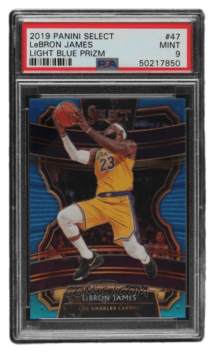 2019-20 Panini Select - Light Blue Prizm #47 - Concourse - LeBron James /299 PSA 9