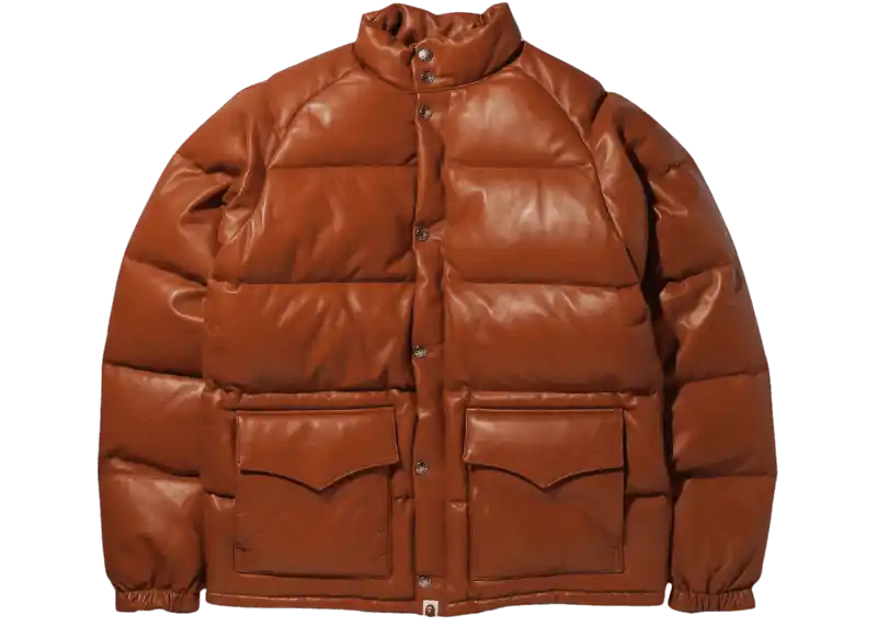 BAPE Leather Classic Down Jacket - Brown