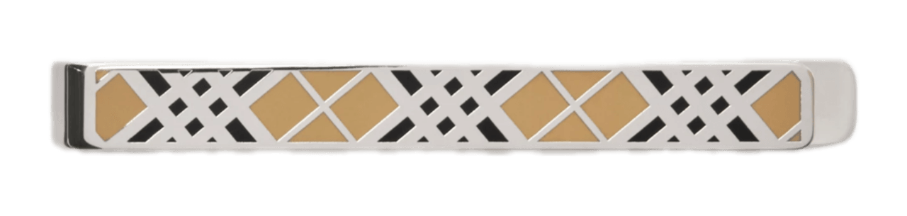 Burberry Enamel Check Tie Bar - Silver