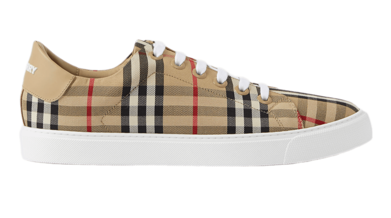 Burberry Check and Leather Sneakers - Archive Beige