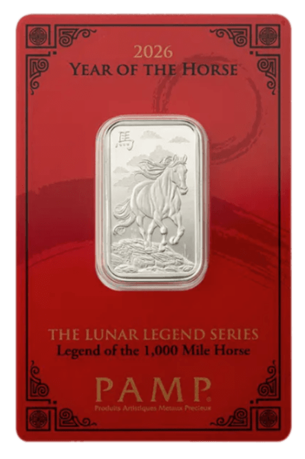 10 gram Silver Bar - PAMP Suisse Lunar Horse 2026