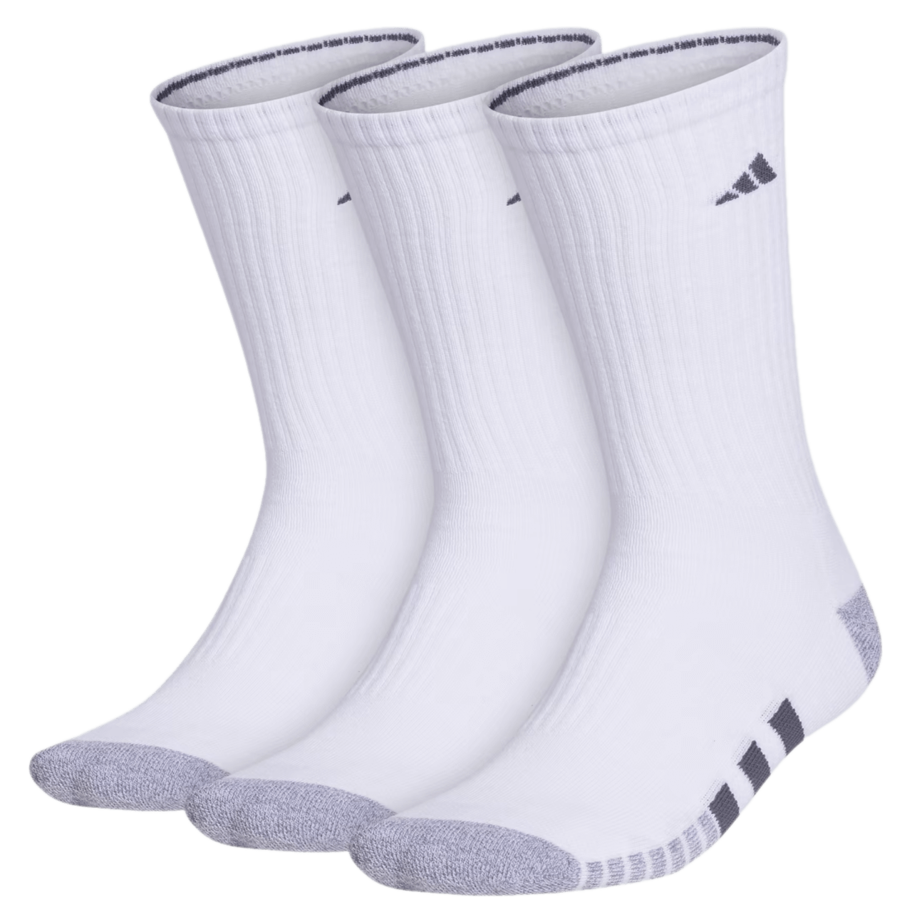 adidas Cushioned Crew Socks 3 Pair - White/Grey/Black