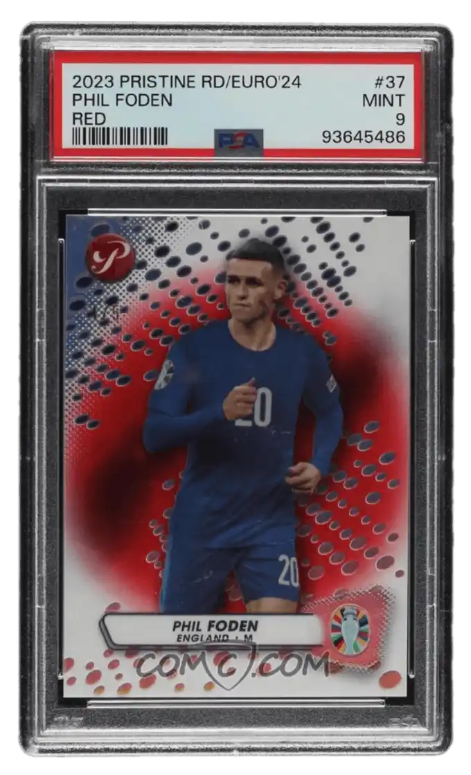 2023 Topps Pristine Road to UEFA Euro 2024 - Red Refractor #37 - Phil Foden /5 PSA 9