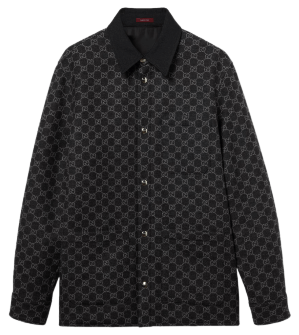 Gucci Brushed GG Flannel Jacket - Grey