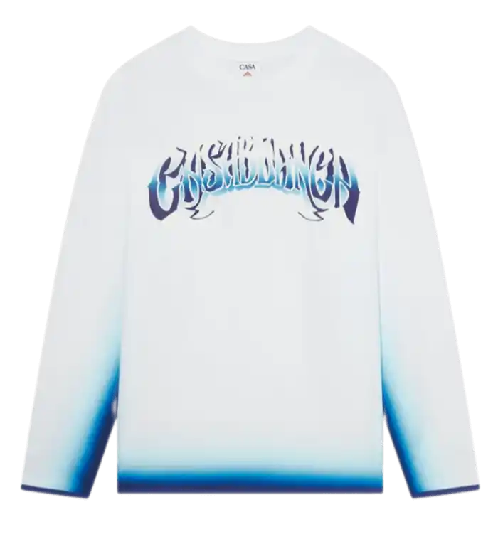 Casablanca Blue Fade Long Sleeve T-Shirt - White