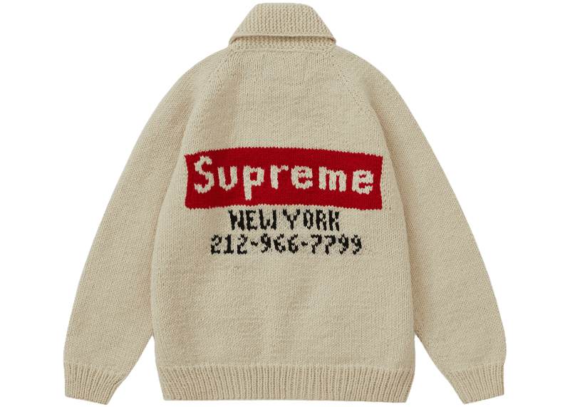 Supreme Box Logo Cowichan Sweater - Natural