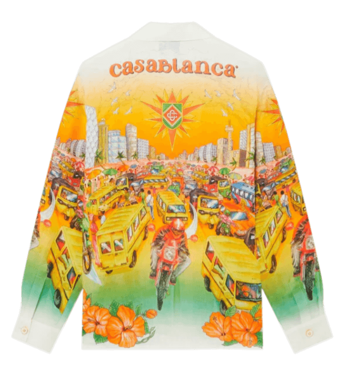Casablanca Traffic Long Sleeve Linen Shirt - Multicolor