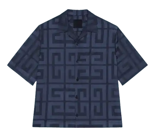 Givenchy 4G Boxy Fit Shiny Hawaiian Shirt - Navy