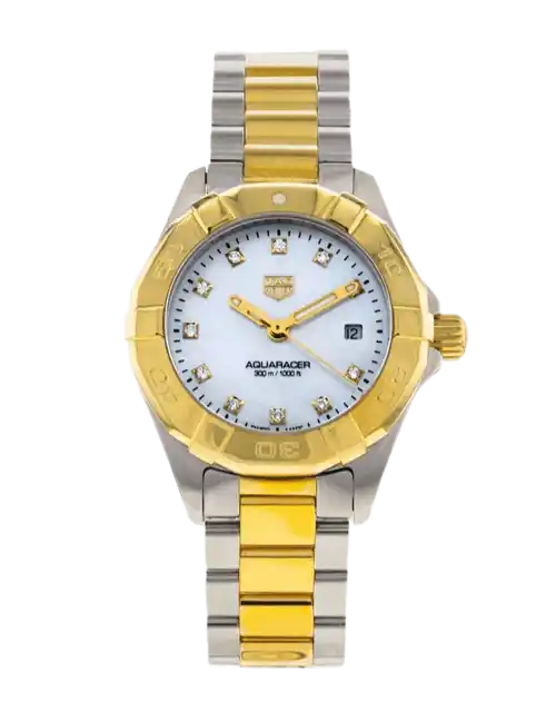 Tag Heuer Aquaracer Mother Of Pearl White Diamond Dial - 27mm, Steel and Yellow Gold (2019)