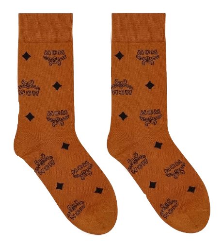 MCM Monogram Knit Socks - Cognac