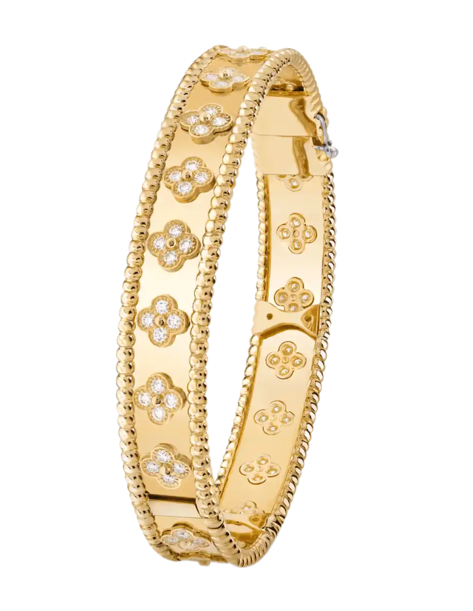 Van Cleef Perlée Clovers Bracelet Large Model - Yellow Gold, Diamond