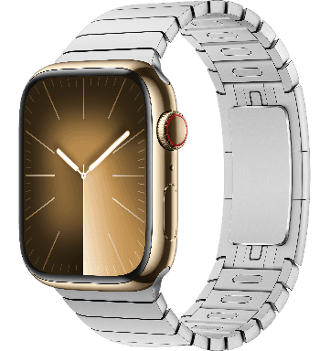 Apple Watch Series 9 - Stainless Steel Gold, 45mm, Link Bracelet Silver