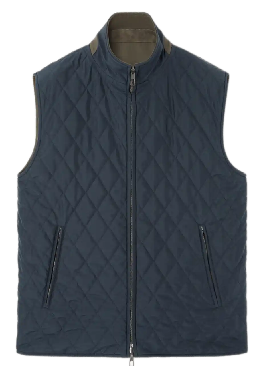 Loro Piana Grian The Gift of Kings Vest - Reed Green/Navy Blue