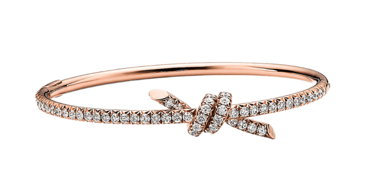 Tiffany Knot Bangle - Rose Gold with Diamonds