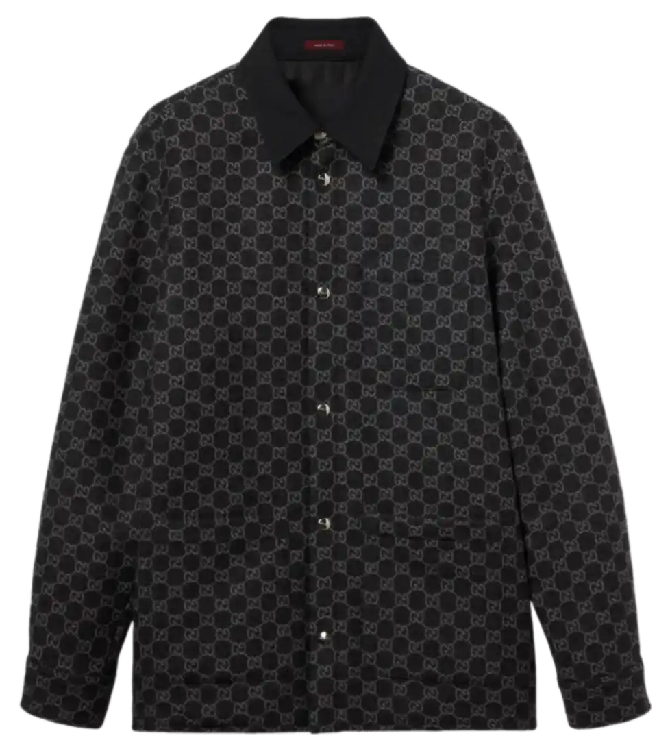 Gucci Brushed GG Flannel Jacket - Grey