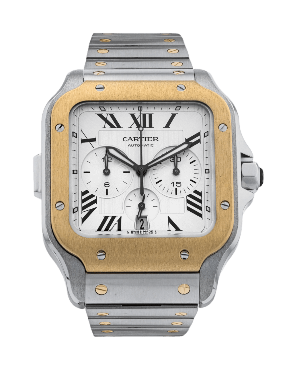 Cartier Santos De Cartier Silver Dial - 43mm, Steel and Yellow Gold (2019)