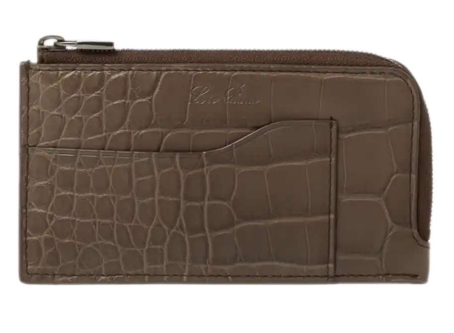 Loro Piana Alligator Leather Extra Zip Pouch - Clay/Onyx
