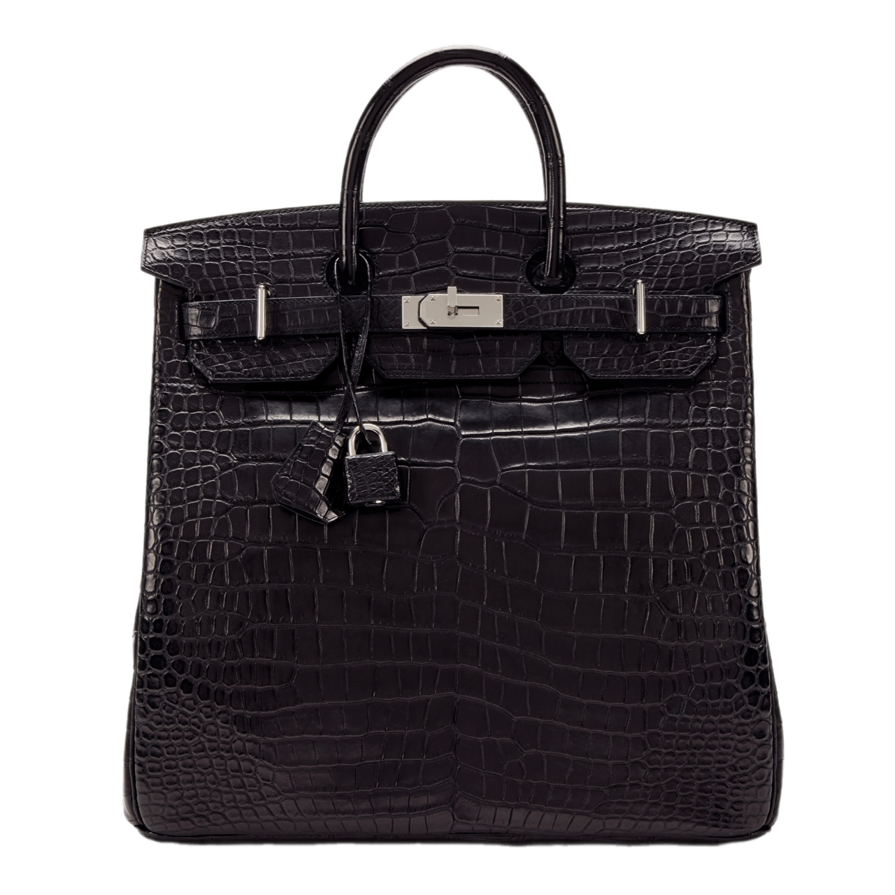 Hermès Black Matte Crocodile HAC Haut à Courroies Birkin 40 Palladium Hardware, 2020