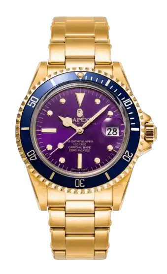 BAPE A Bathing Ape Type 1 Bapex Watch - Gold Purple
