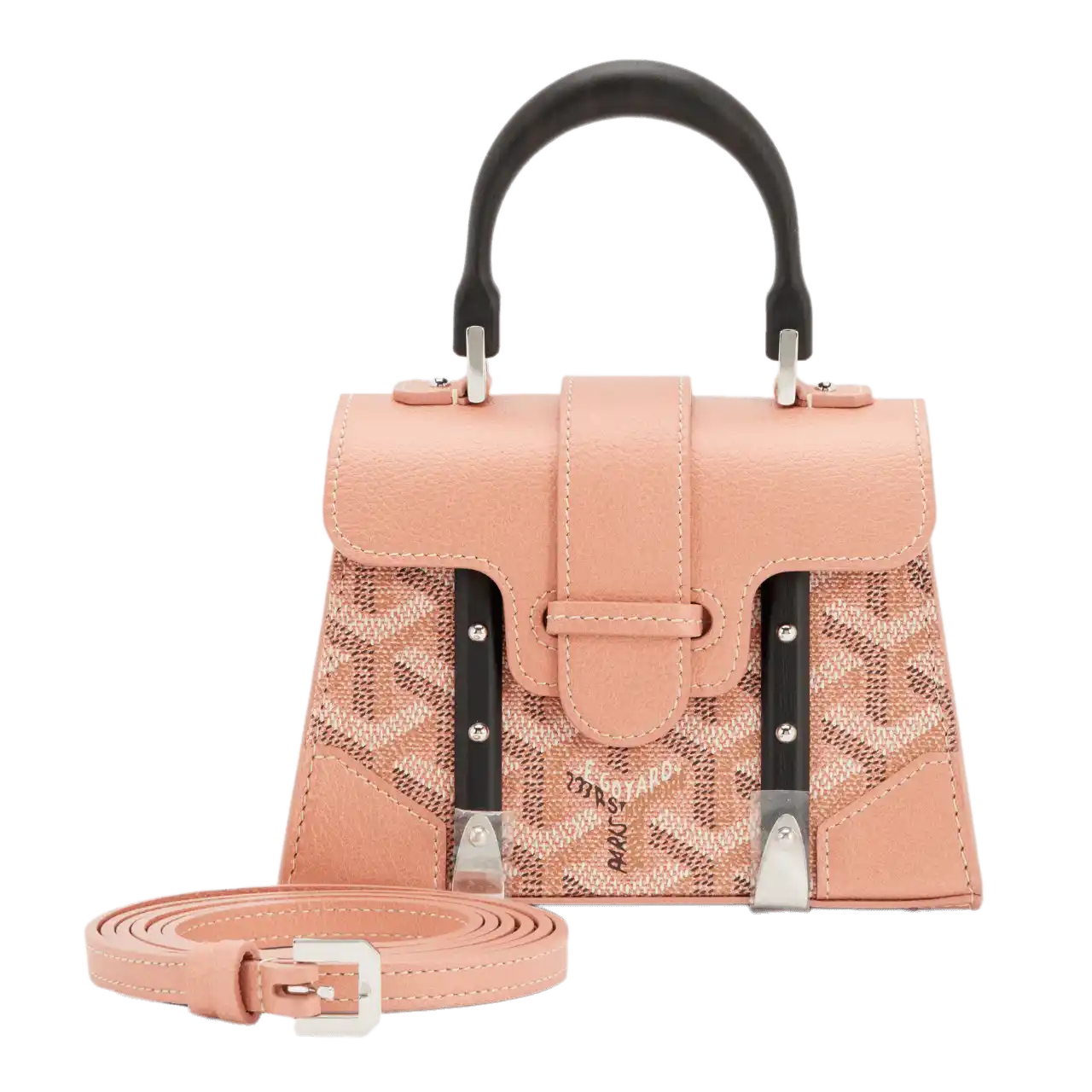Goyard Pearly Coral Goyardine Canvas and Chevroches Calfskin Saïgon Structuré Nano Bag Silver Hardware, 2024