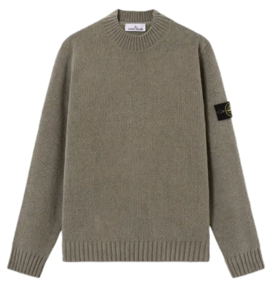Stone Island Moss Stitch Cotton Chenille Sweater - Sage Green