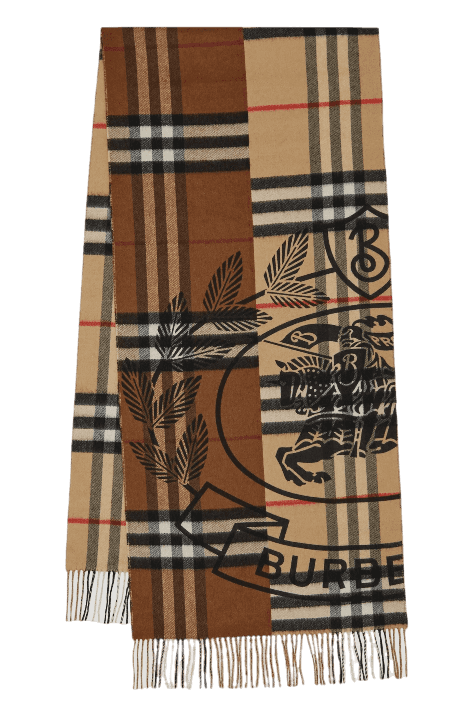 Burberry Montage Cashmere Jacquard Scarf - Dark Birch Brown/Archive Beige