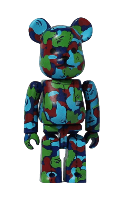 Bearbrick A Bathing Ape 28th Anniversary Camo 1 100% - Green/Red/Blue
