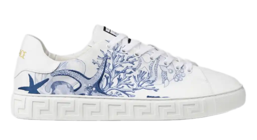 Versace Coral Theatre Greca Sneakers - Blue and White