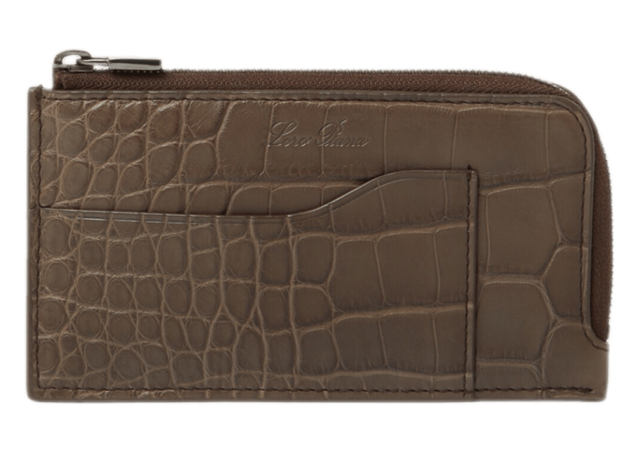 Loro Piana Alligator Leather Extra Zip Pouch - Clay/Onyx