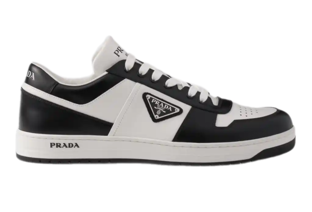 Prada Downtown Leather Sneakers - White/Black