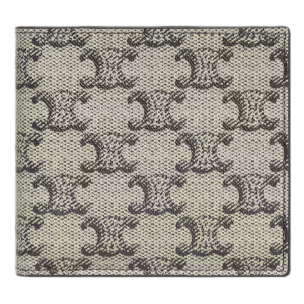 Celine Bi-Fold Wallet In Triomphe Canvas and Calfskin - Beige