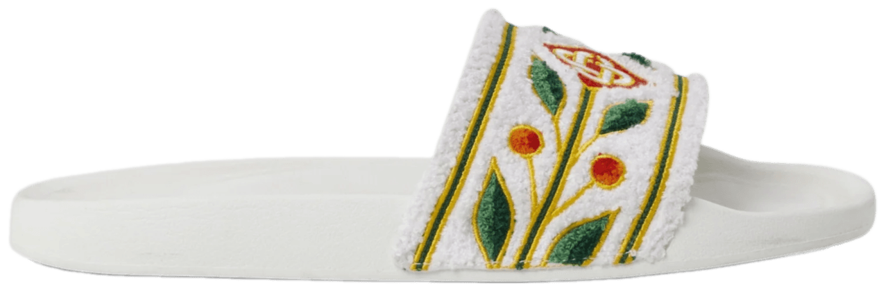 Casablanca Embroidered Terry Slides - White