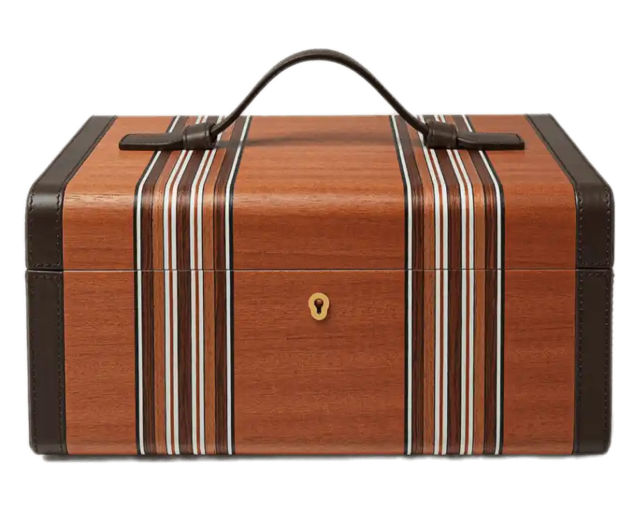 Large Loro Piana Intarsia Watch Box - Natural Mahogany/Dark Chocolate